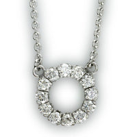 Diamond Circle Pendant with Chain in 18K White Gold, 0.85CT