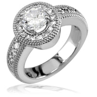 Diamond Halo Engagement Ring Setting, 0.65CT in 18k White Gold