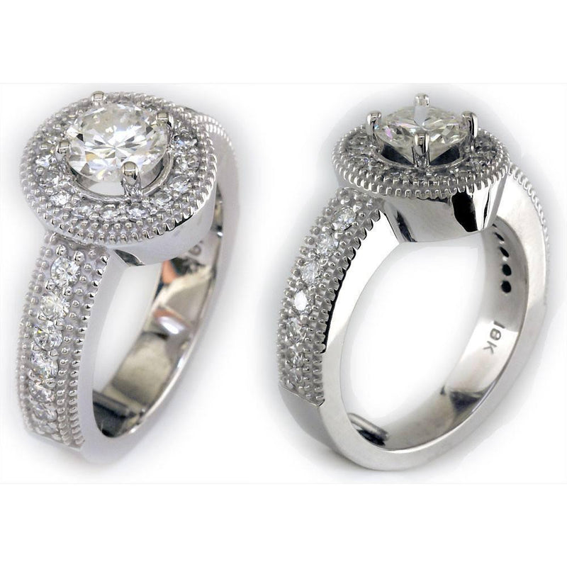 Diamond Halo Engagement Ring Setting, 0.65CT in 18k White Gold