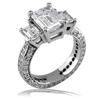 3 Stone Diamond Engagement Ring with All Over Diamond Sides E/W-K0073E