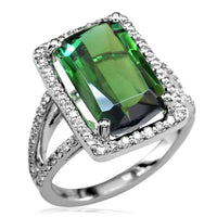 Latitude Large Green Tourmaline in Thin Diamond Ring Setting, 18K