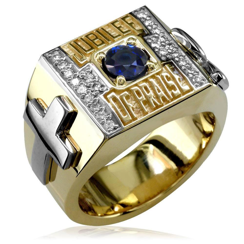 Large Two-Tone and Diamond Class Ring Style Example MR-K0084