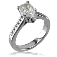 Pear Shape Diamond Engagement Ring with Round Side Stones E/W-K0095