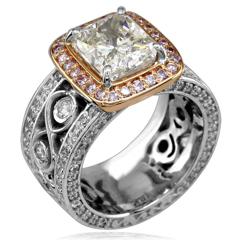 Ladies Radiant Cut Two-Tone Vintage Style Diamond Ring LR-K0096