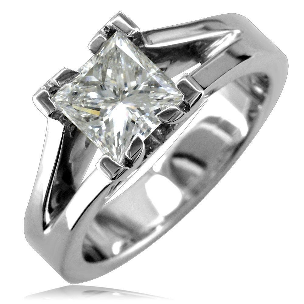 Princess Cut Engagement Ring with Open Sides E/W-K0098