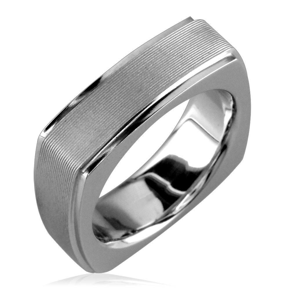 Mens Square Band with Carved Lines E/W-K0100