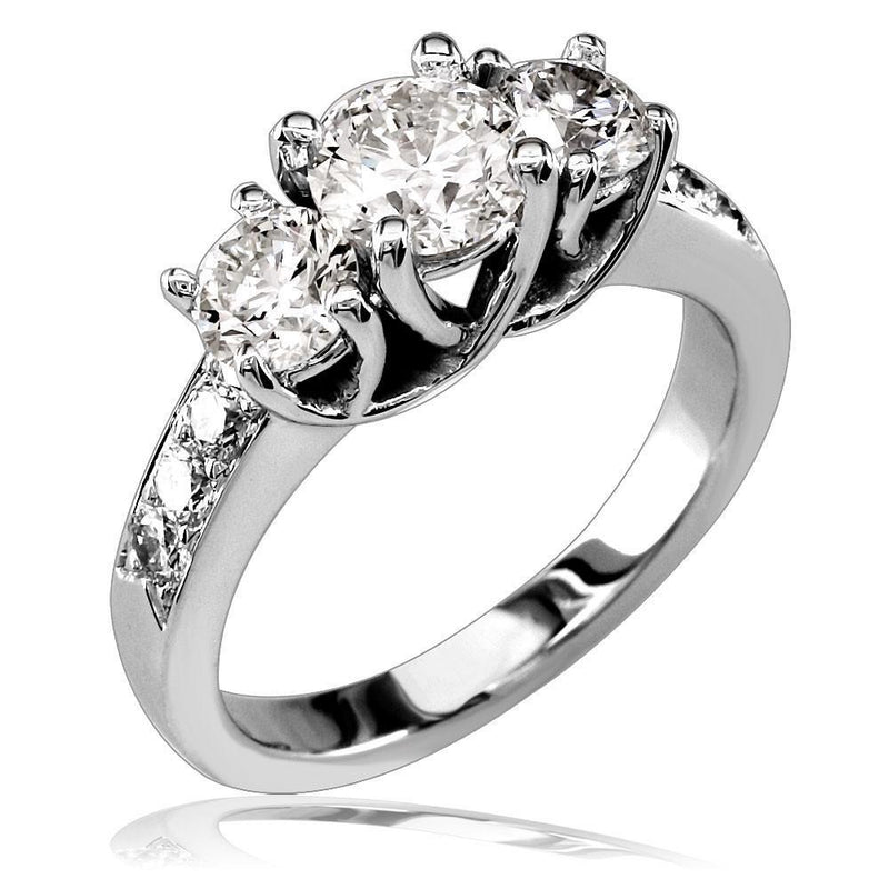 3 Stone Diamond Ring with Braided Settings and Diamond Sides E/W-K0103