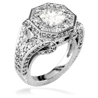 Large Diamond Engagement Ring with Octogon Bezel E/W-K0107