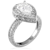Diamond Pear Shape Ring with Carved Sides E/W-K0111