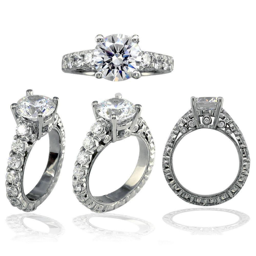 Diamond Engagement Ring Setting in Platinum, 2.50CT