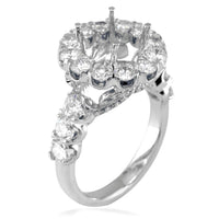 Diamond Halo Engagement Ring Setting, 2.61CT in 18k White Gold