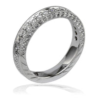 Ladies Round Diamond Band with Etching in 18K, 0.60CT