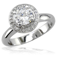 Round Diamond Engagement Ring with Diamond Halo E/W-K0124