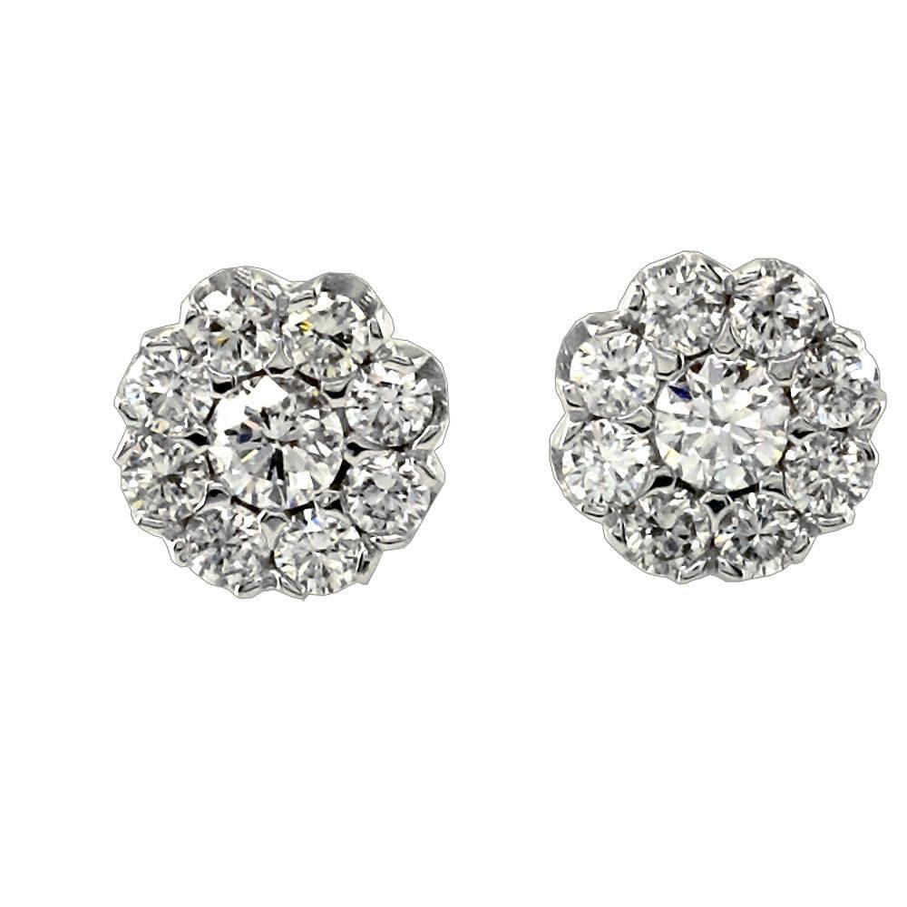 Diamond Circle Earrings in 18K Gold, 1.16CT, Thin Version