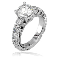 Round Diamond Engagement Ring with Diamond Sides E/W-K0136
