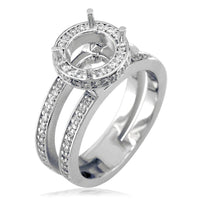 Diamond Halo Engagement Ring Setting in 18K White Gold, 0.60CT