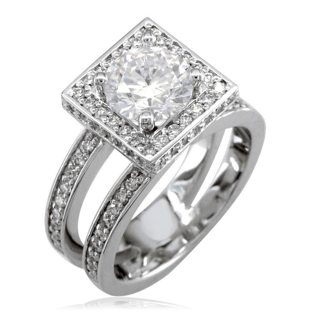 Diamond Engagement Ring with Square Diamond Halo E/W-K0141
