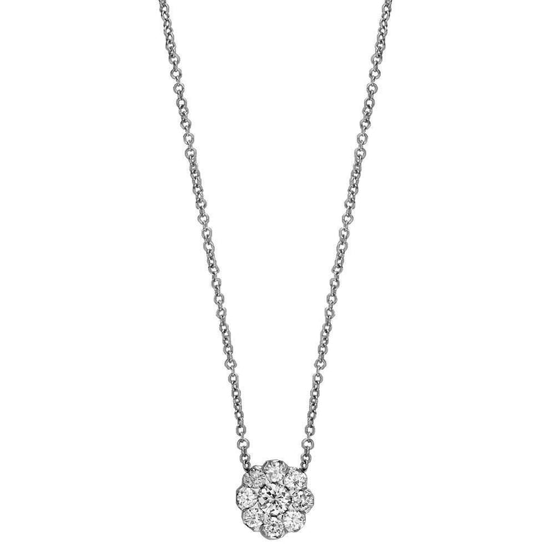 Diamond Circle Pendant with Chain in 18K Gold, 0.62CT