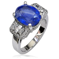 Large Oval Sapphire and Diamond Ring LR-K0145