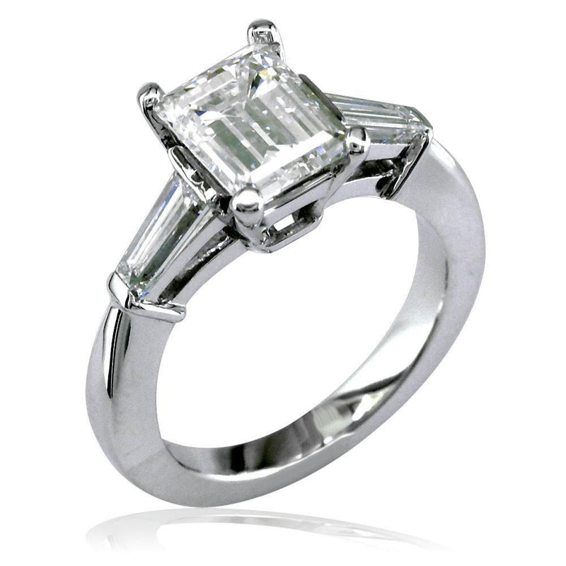Emerald Cut Diamond Engagement Ring with Tapered Baguettes E/W-K0150