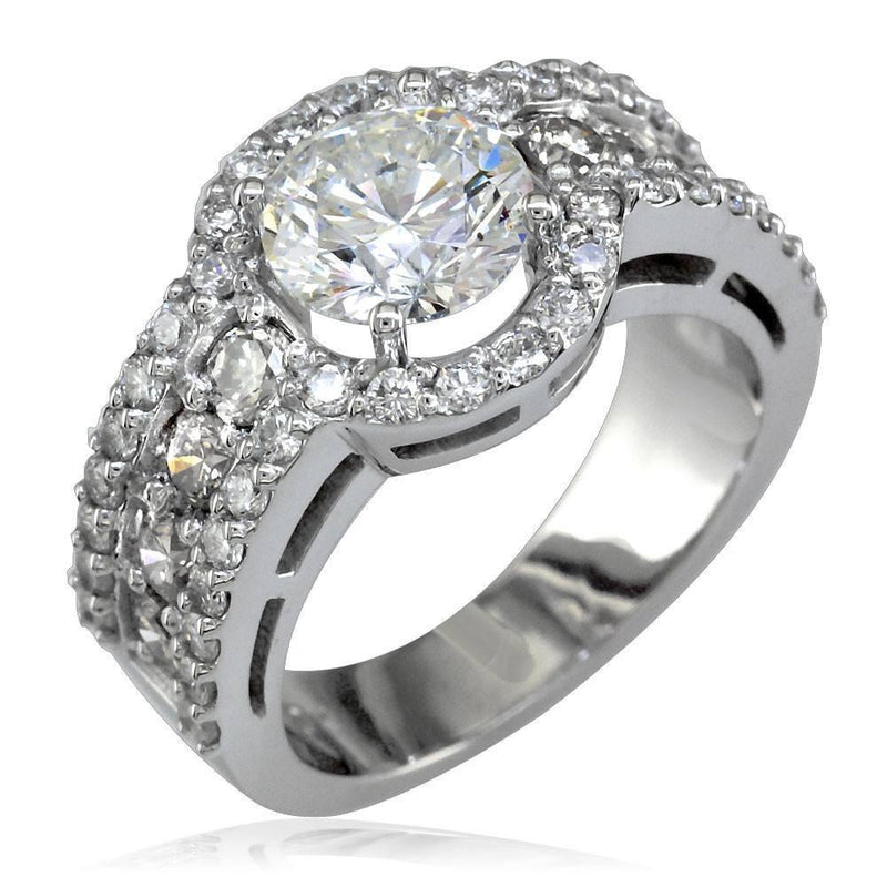 Wide Ladies Ring with Diamond Halo LR-K0152