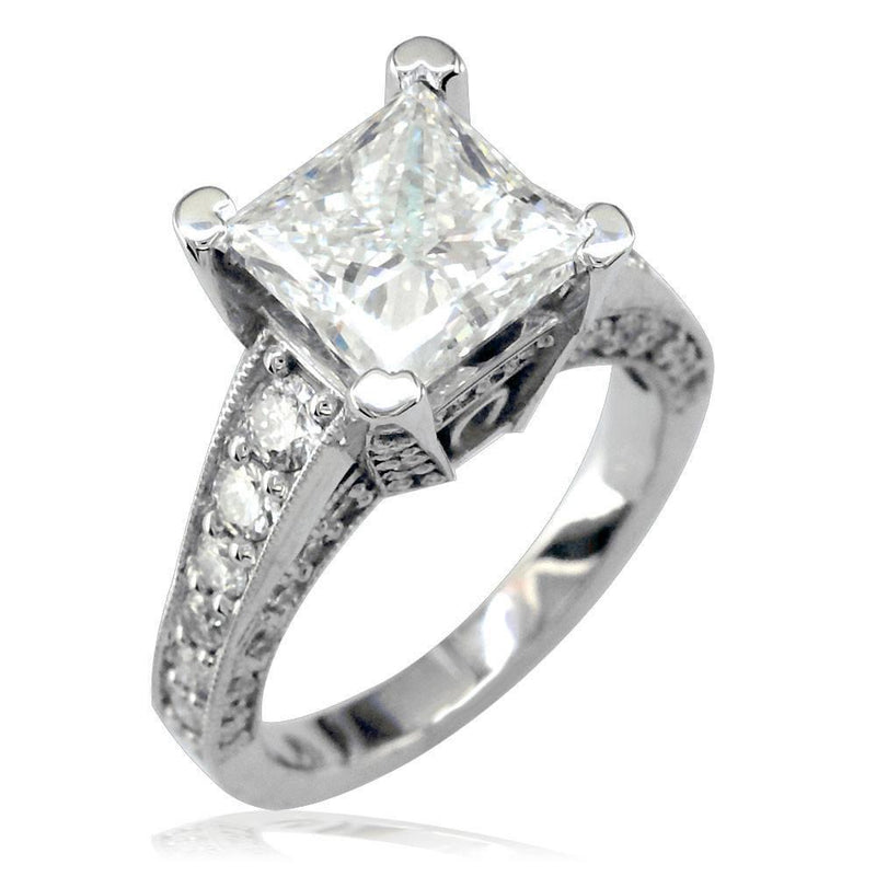 Large Princess Cut Diamond Engagement Ring E/W-K0156