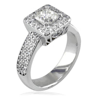 Diamond Halo Engagement Ring Setting in 14K White Gold, 0.75CT