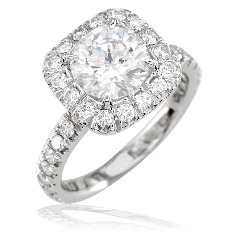 Large Diamond Engagement Ring with Diamond Halo E/W-K0172