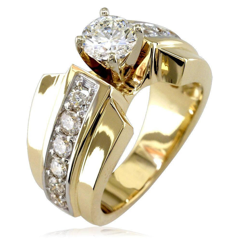 Wide Diamond Engagement Ring E/W-K0178