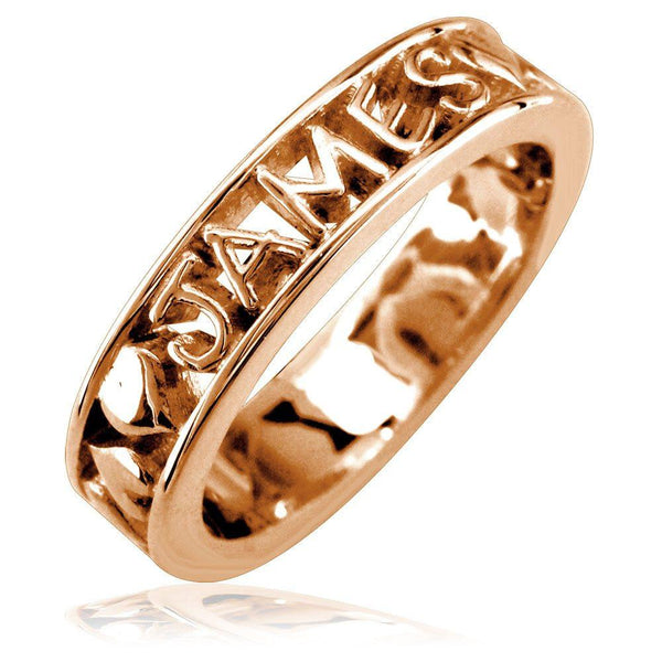 Any Name Framed Stackable Heart Name Ring in 14k Pink, Rose Gold