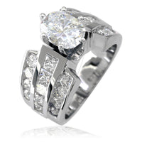 Wide Diamond Engagement Ring with Oval Center Stone E/W-K0184
