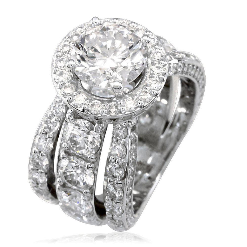 Large and Wide Diamond Engagement Ring with Diamond Halo E/W-K0194