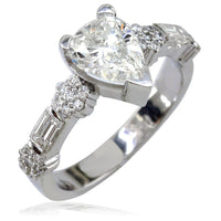 Diamond Pear Engagement Ring with Diamond Sides E/W-K0203
