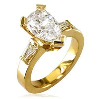 Large Diamond Pear Engagement Ring with Diamond Sides E/W-K0213