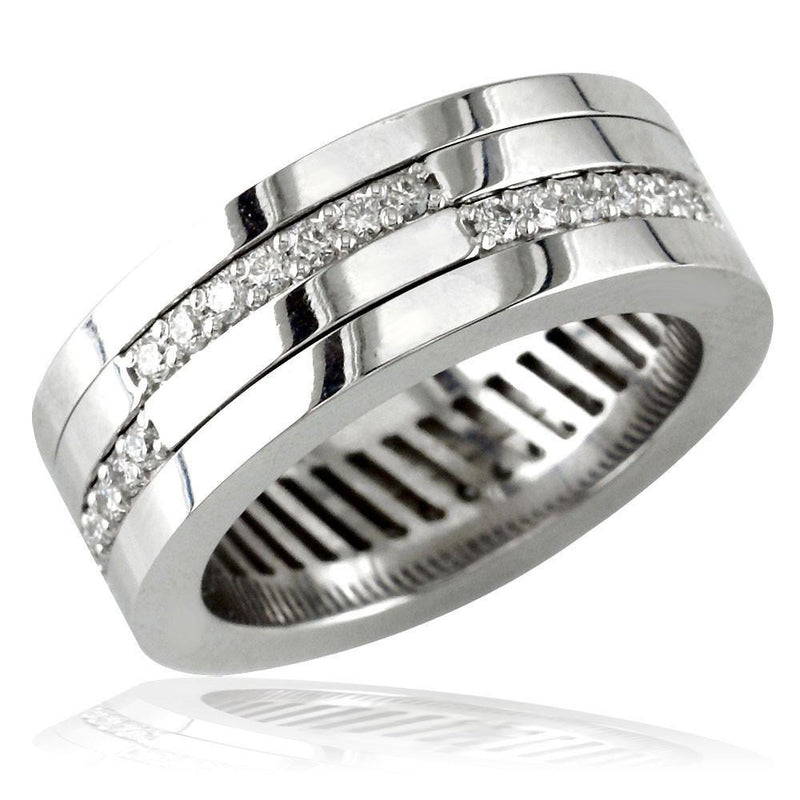 Mens 14K Diamond Ring with Movable Inner Bands