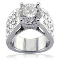 Wide Diamond Engagement Ring with Diamond Sides E/W-K0239