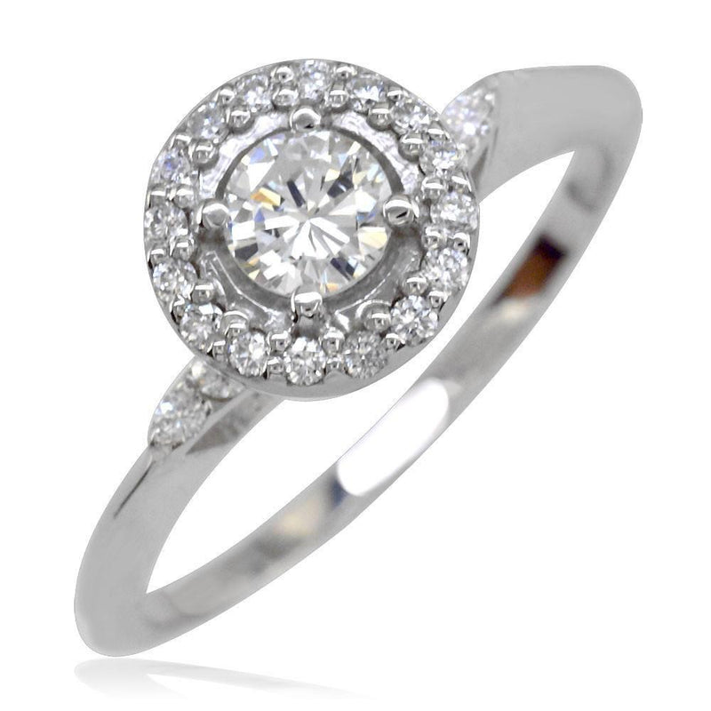 Diamond Engagement Ring with Diamond Halo and Sides E/W-K0242E