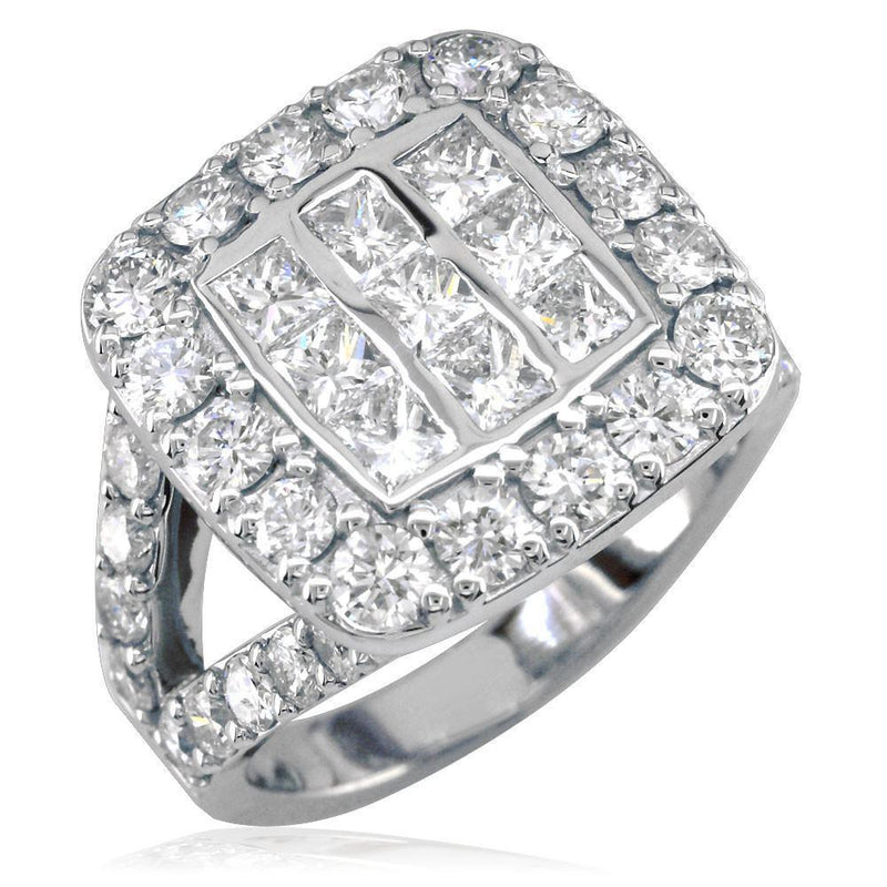 Large Princess Cut Diamonds Cluster Ring LR-K0257