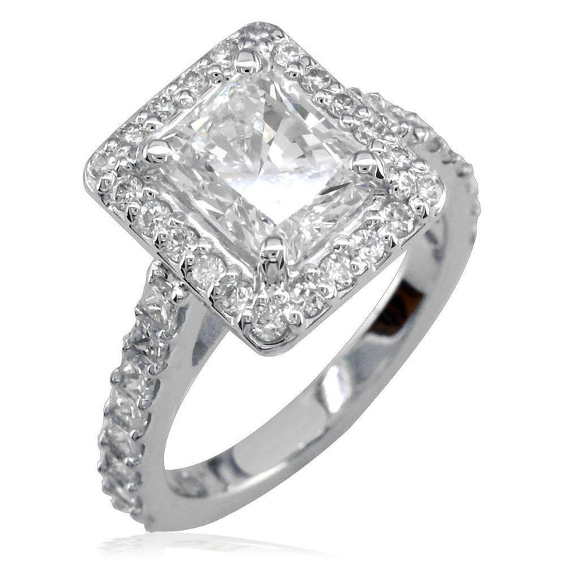 Radiant Cut Diamond Engagement Ring with Diamond Halo E/W-K0260