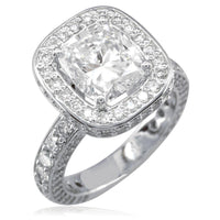 Cushion Cut Diamond Engagement Ring with Diamond Halo E/W-K0261