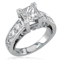 Princess Cut Diamond Engagement Ring with Diamond Sides and Diamond Wedding Band E/W-K0304E