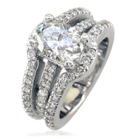 Wide Oval Diamond Ladies Ring with Diamond Sides LR-K0349