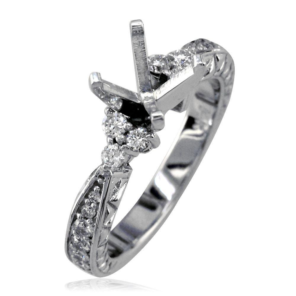 Diamond Engagement Ring Setting in 14K White Gold, 0.47CT