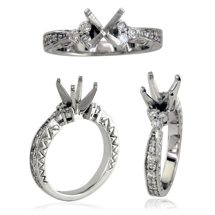 Diamond Engagement Ring Setting in 14K White Gold, 0.47CT