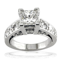 Princess Cut Diamond Engagement Ring with Diamond Sides and Diamond Wedding Band E/W-K0391