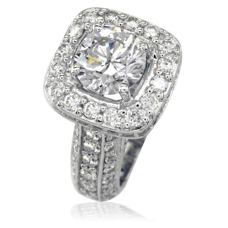 Diamond Engagement Ring Setting in 18K White Gold, 2.25CT