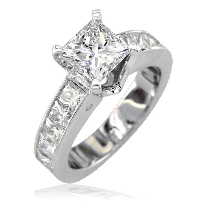Princess Cut Diamond Engagement Ring with Diamond Sides E/W-K0408