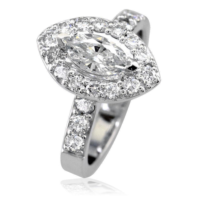Marquise Shape Diamond Engagement Ring with Diamond Halo E/W-K0442