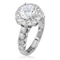 Diamond Halo Engagement Ring Setting in 18K White Gold, 1.40CT