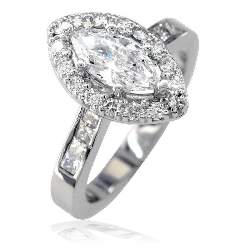 Marquise Shape Diamond Engagement Ring with Diamond Halo E/W-K0491